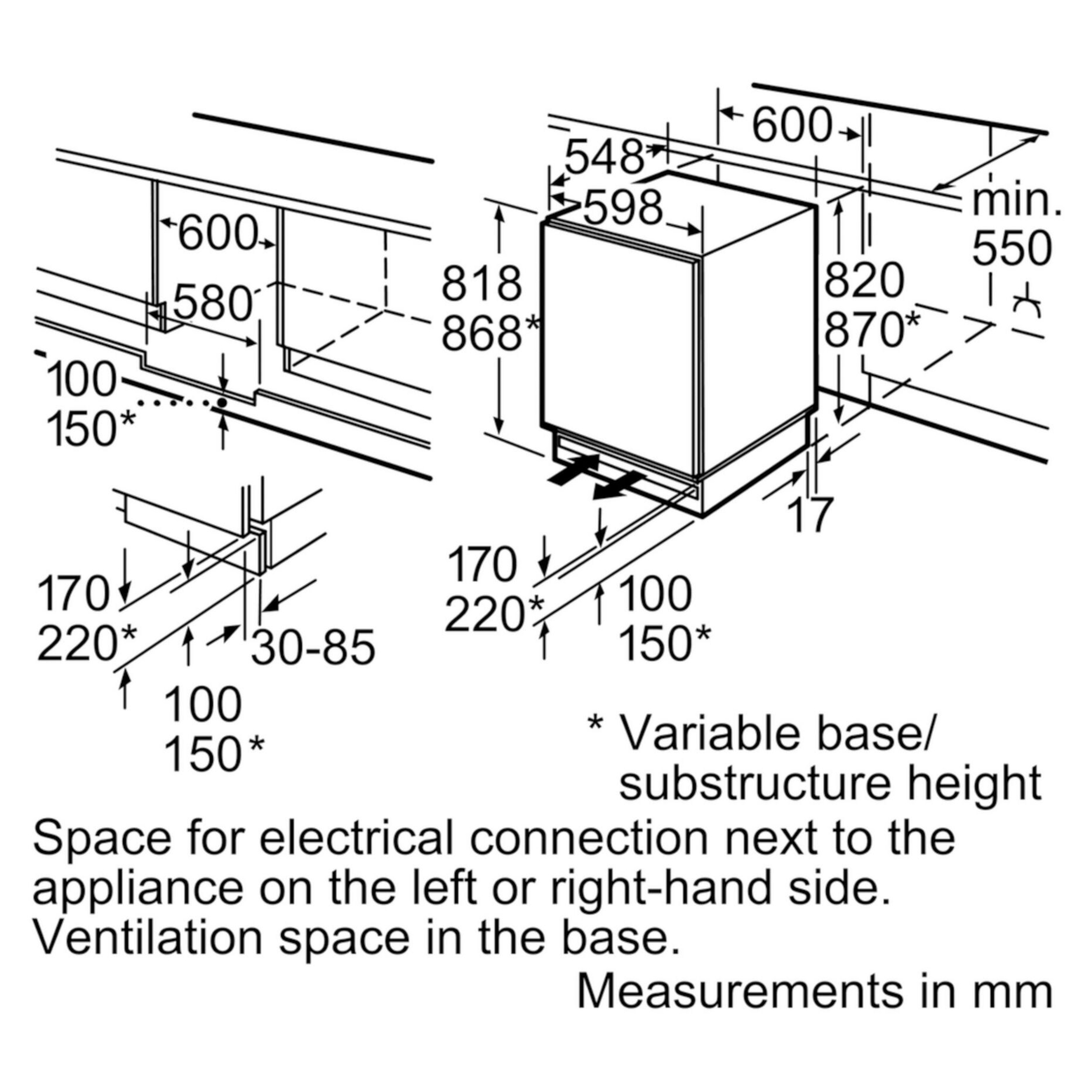 Bosch Serie 6 KUR15AFF0G Integrated Upright Fridge Hughes Trade
