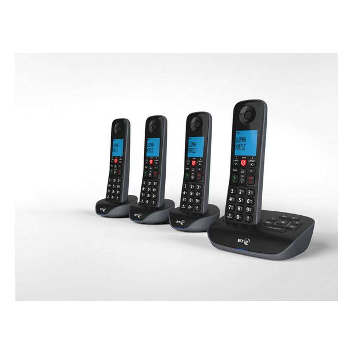 BT ESSENTIALQUAD Cordless Quad Phone Answer Machine Hughes Trade