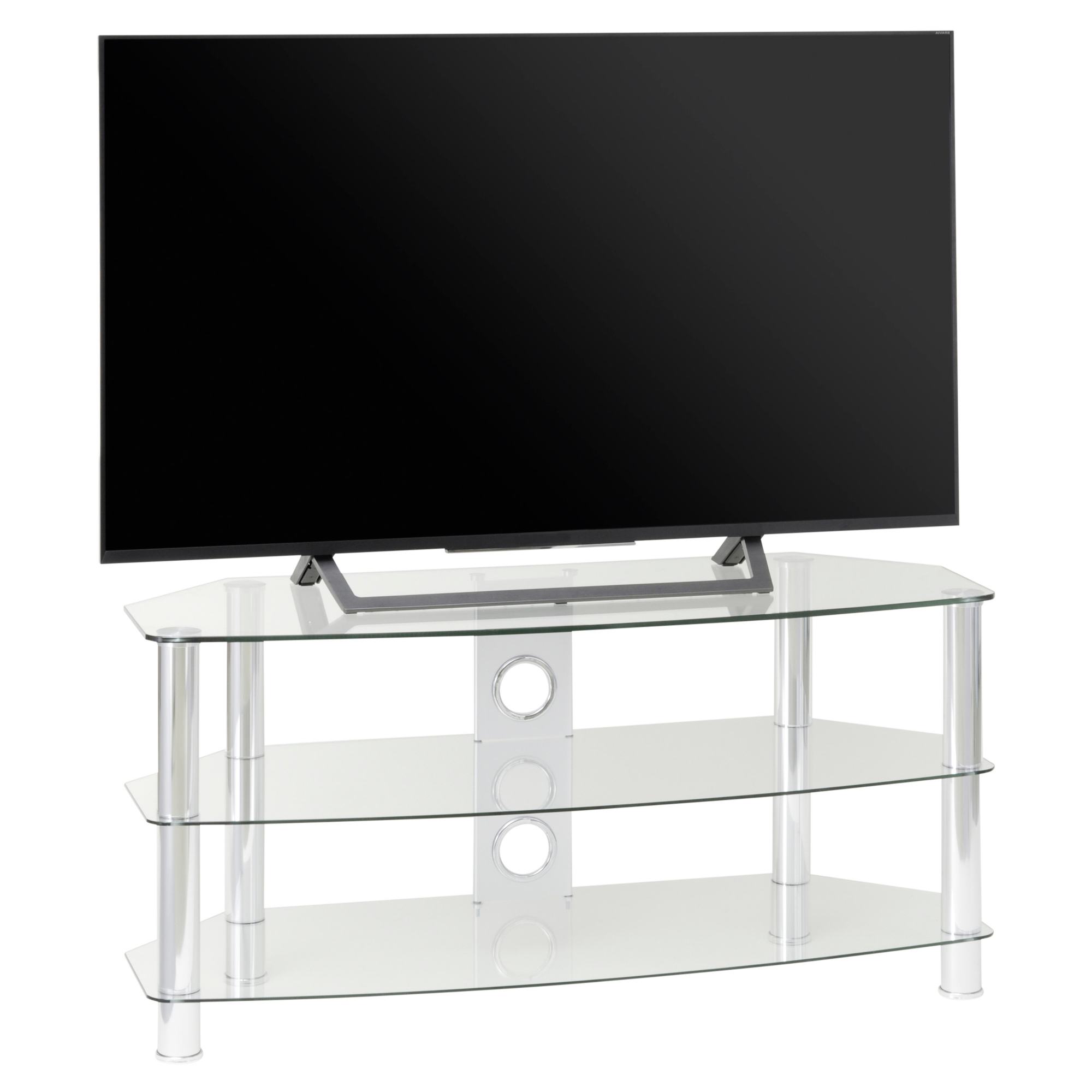 TTAP C303C12003CC Vantage 3 Shelf Glass TV Stand Hughes