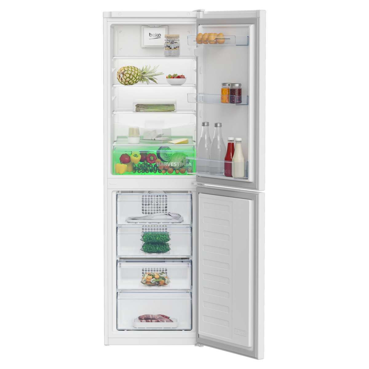 Beko HarvestFresh CNG3582V Freestanding Total FrostFree Combi Fridge
