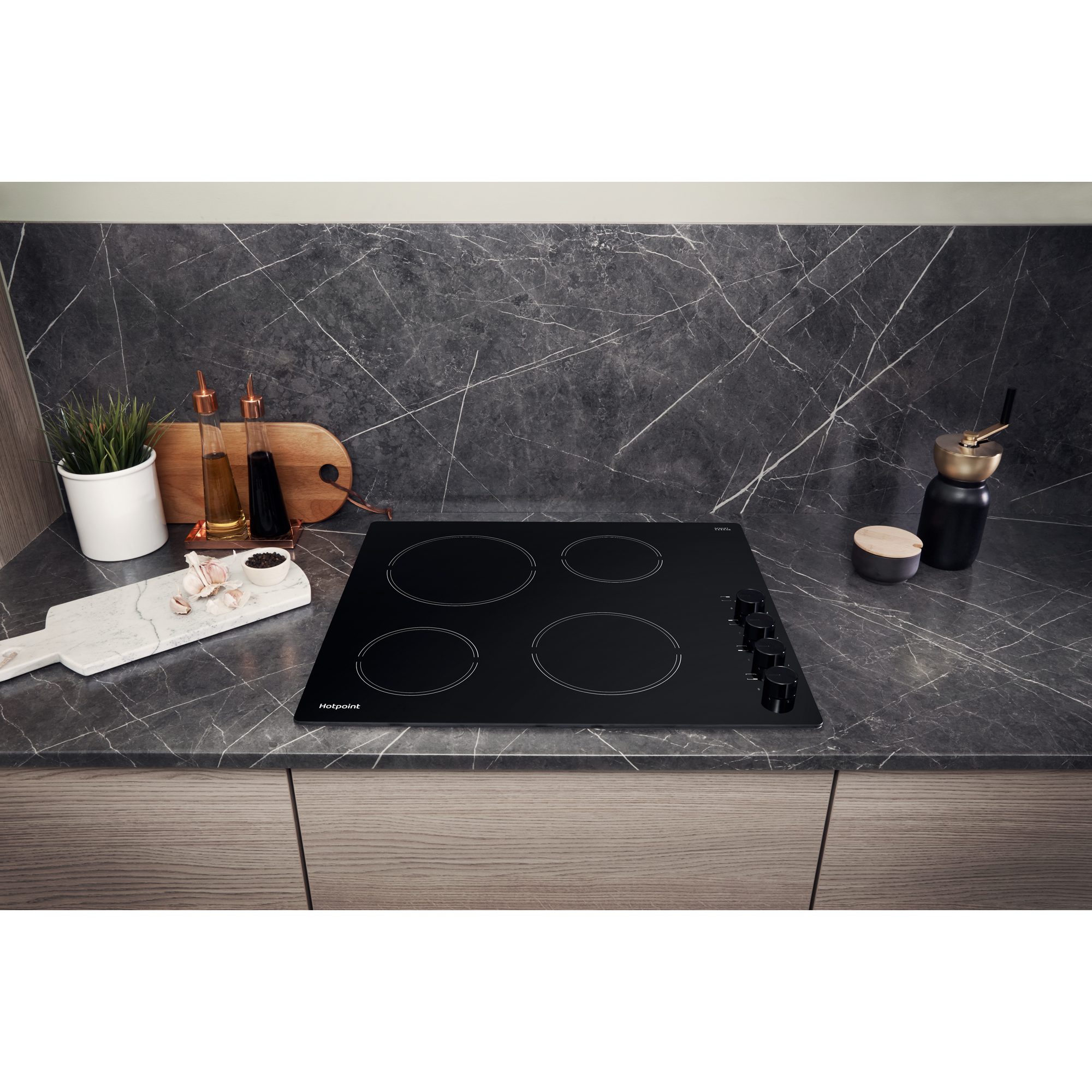 Hotpoint HR619CH 4 Zone Electric Ceramic Hob Black Hughes