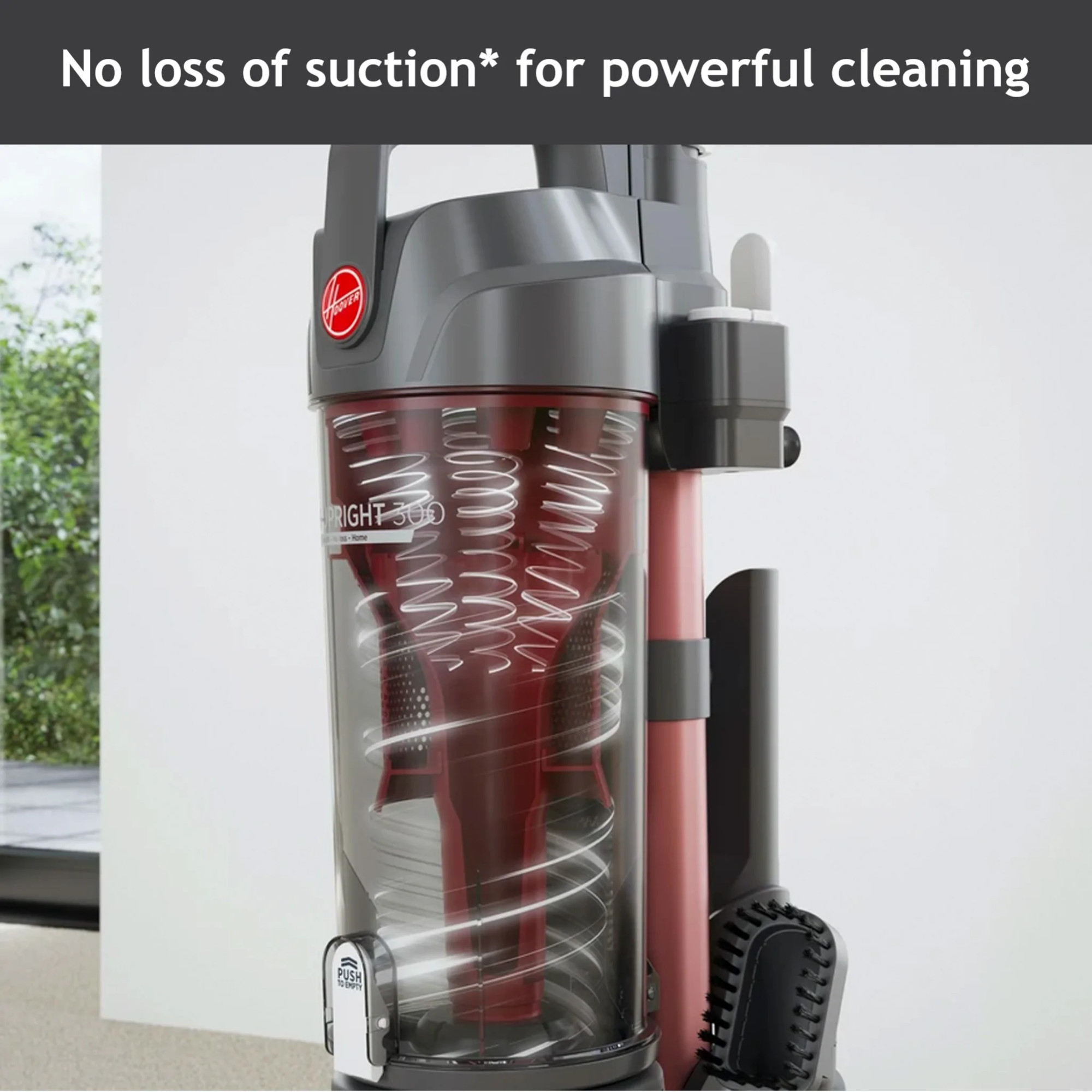 Hoover Upright 300 HU300RHM 1.5L Bagless Vacuum Cleaner Black & Red