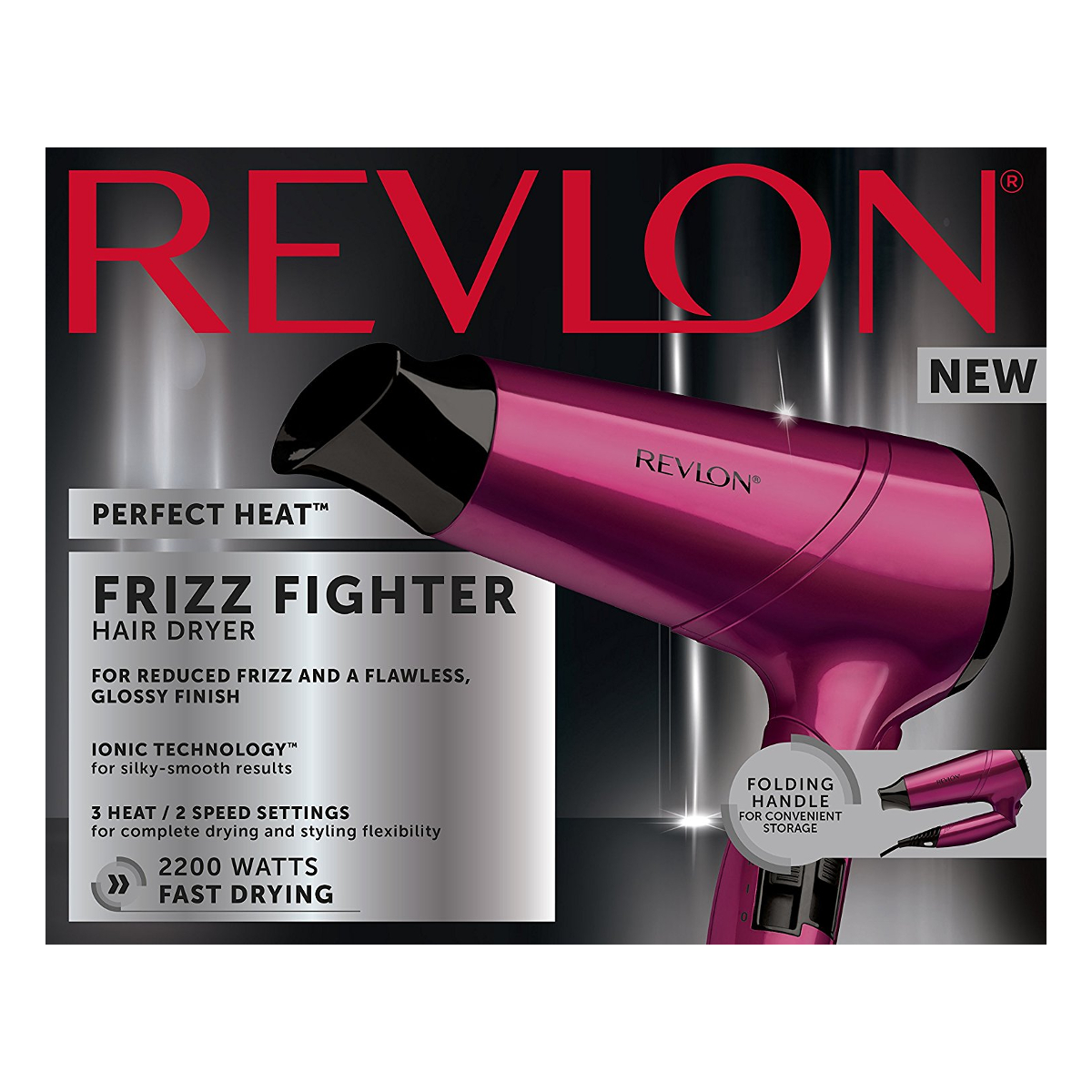 REVLON DR5229 Perfect Heat Frizz Fight Hair Dryer with 3 Heat and 2