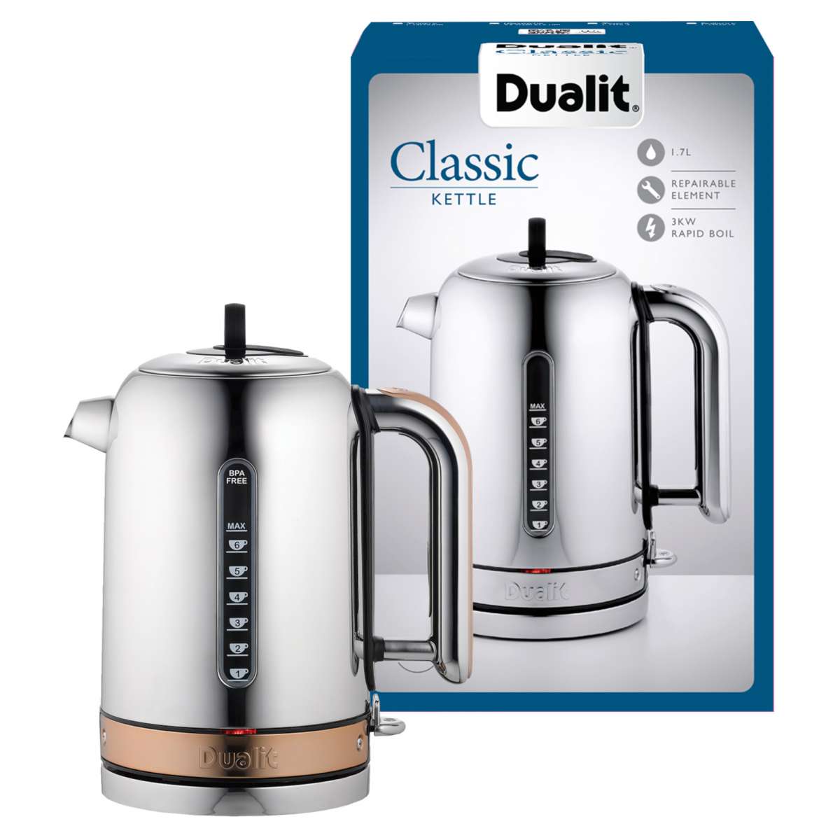 Dualit Classic 1.7L Kettle, Copper 72820 Hughes