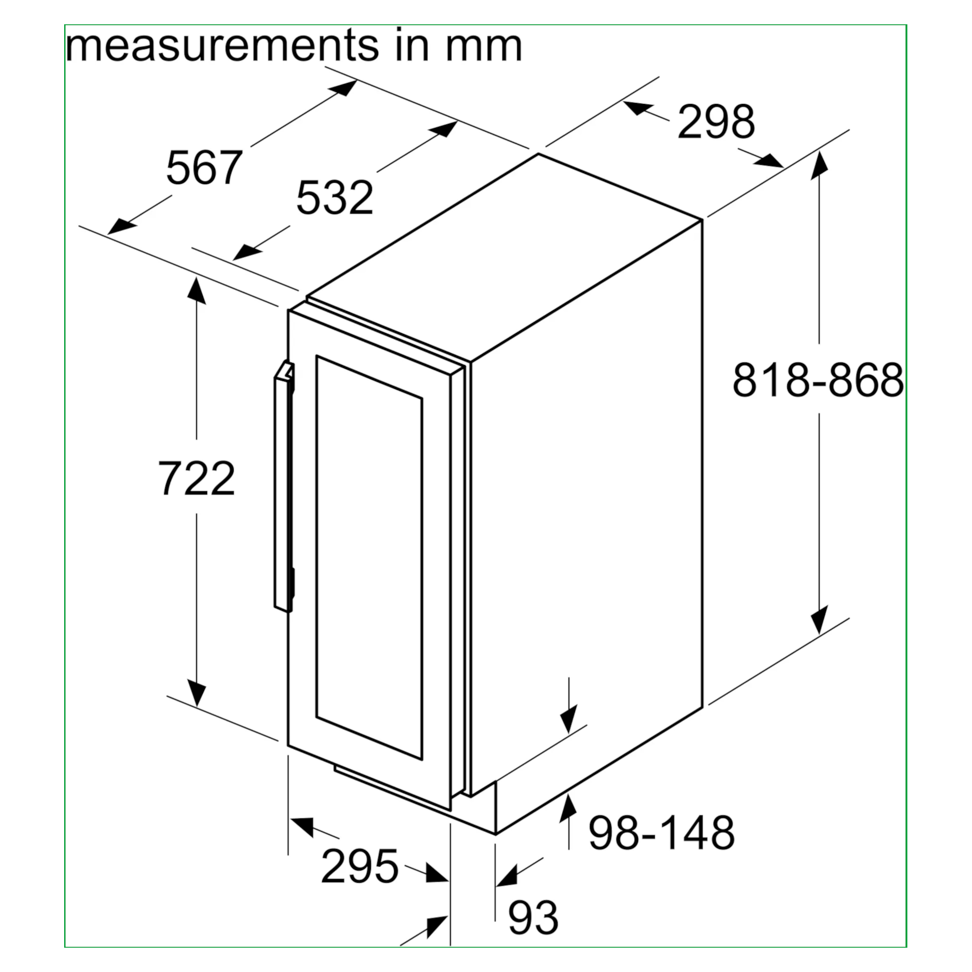 Bosch Series 6 KUW20VHF0G 58L Integrated Wine Cooler Black Hughes
