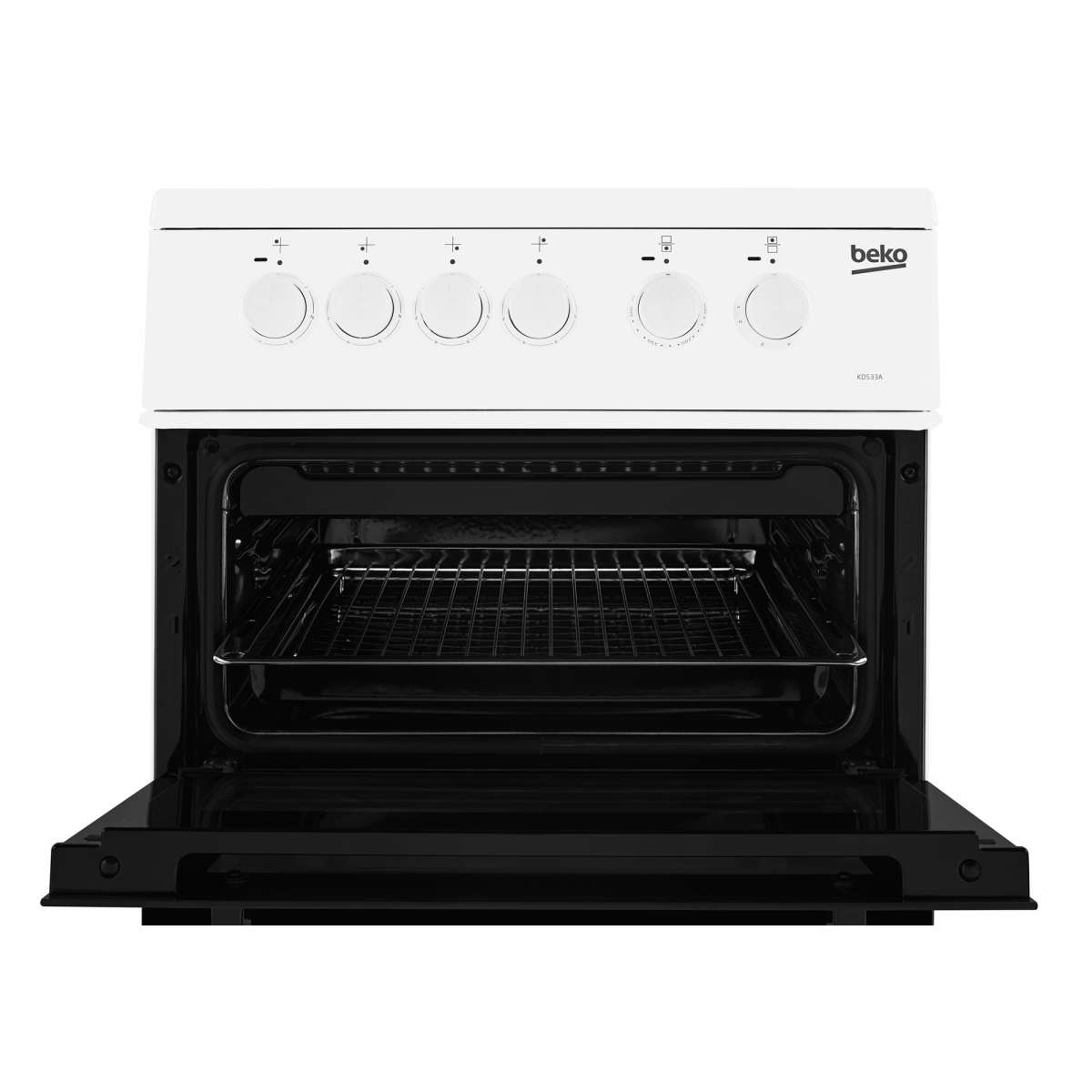 Beko KD533AW Electric Cooker with Solid Plate Hob Hughes