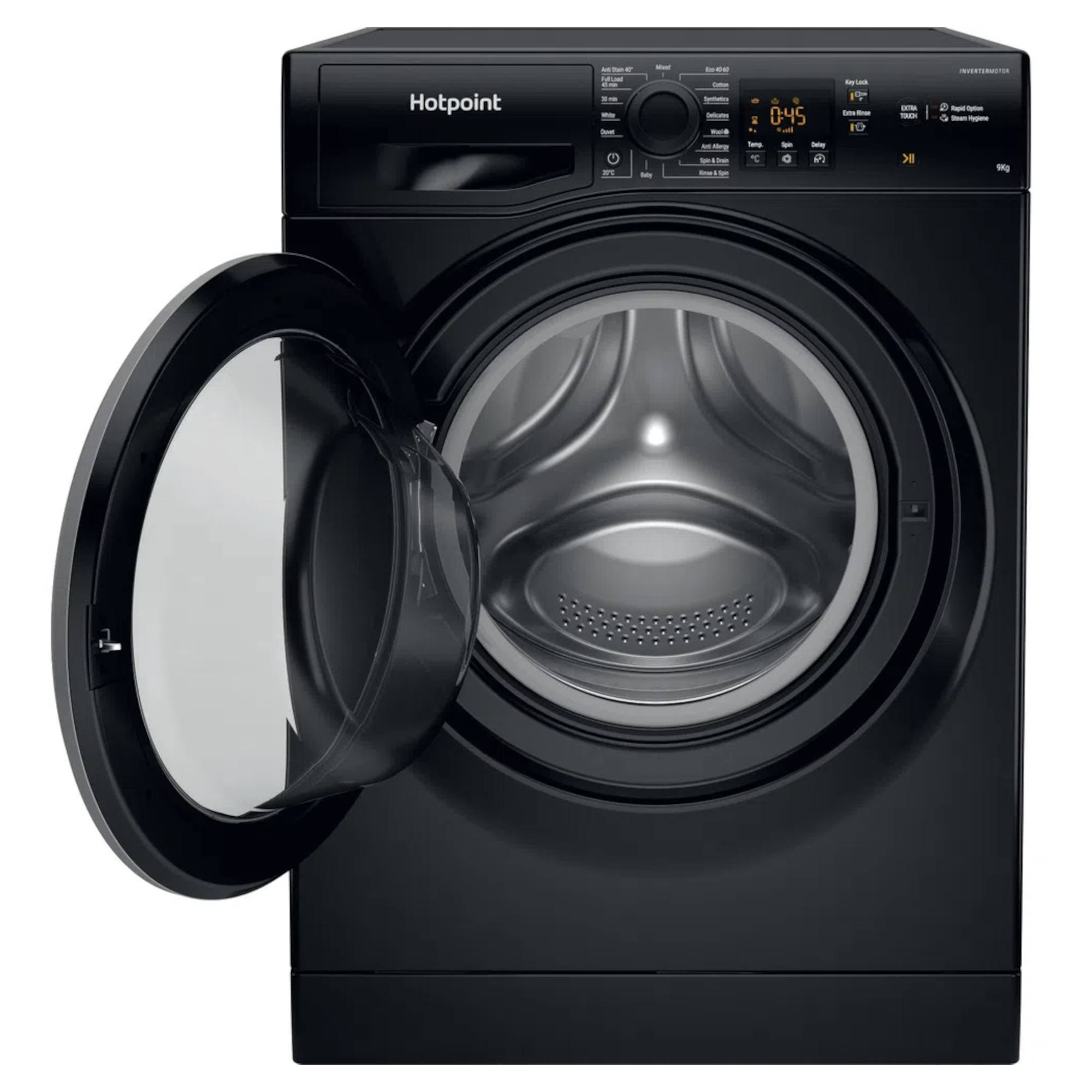 NSWM965CBSUKN Hotpoint Freestanding Washing Machine Black Hughes