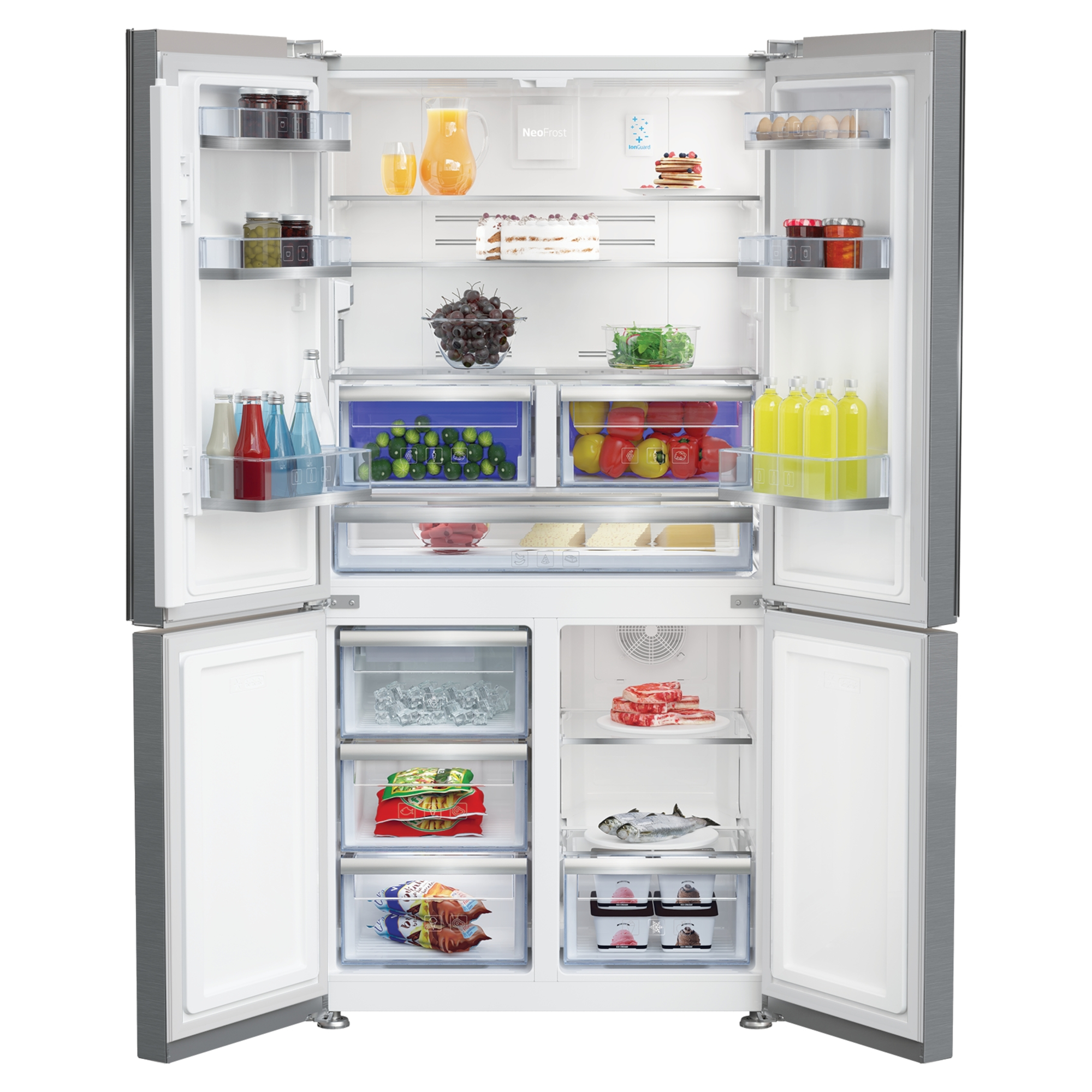 Beko MN1436224DPS Plumbed Frost Free 572L U/S Fridge Freezer Stainless