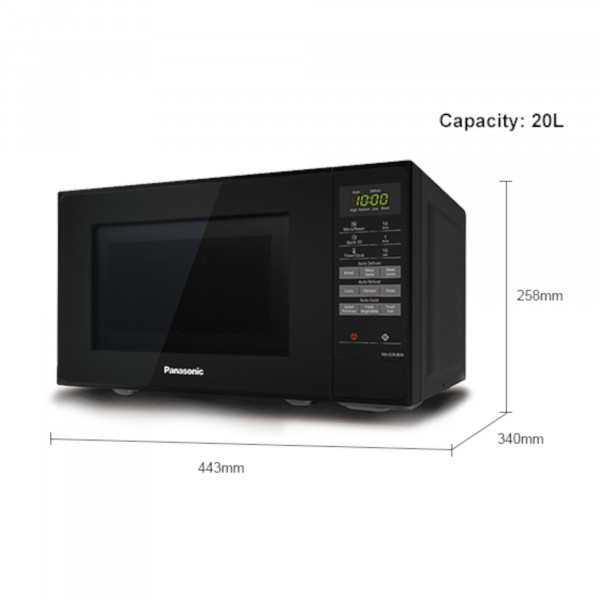 Panasonic NNE28JBMBPQ 800W 20L Capacity Compact Microwave Oven Black